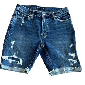Abercrombie & Fitch Men’s Distressed Denim Shorts Size 32 Stretch Medium Wash